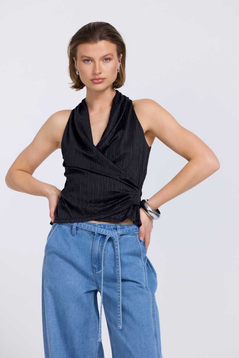 NOSTALGIA MESH TOP - BLACK