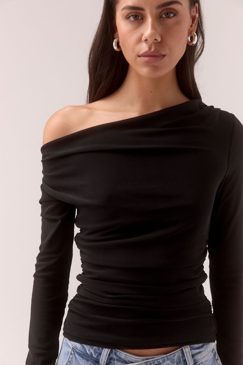 MYRIAD COWL LONG SLEEVE - BLACK