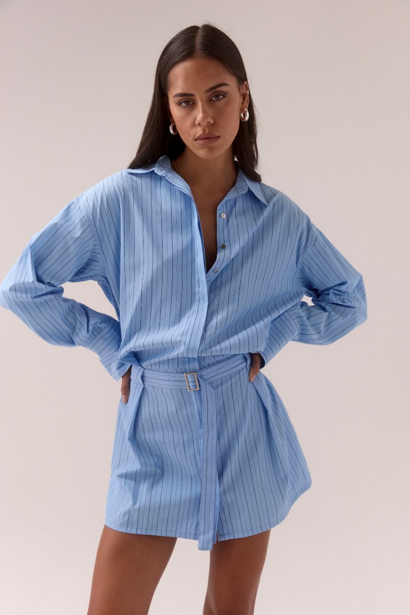 BRYNN SHIRT DRESS - VENICE BLUE STRIPE