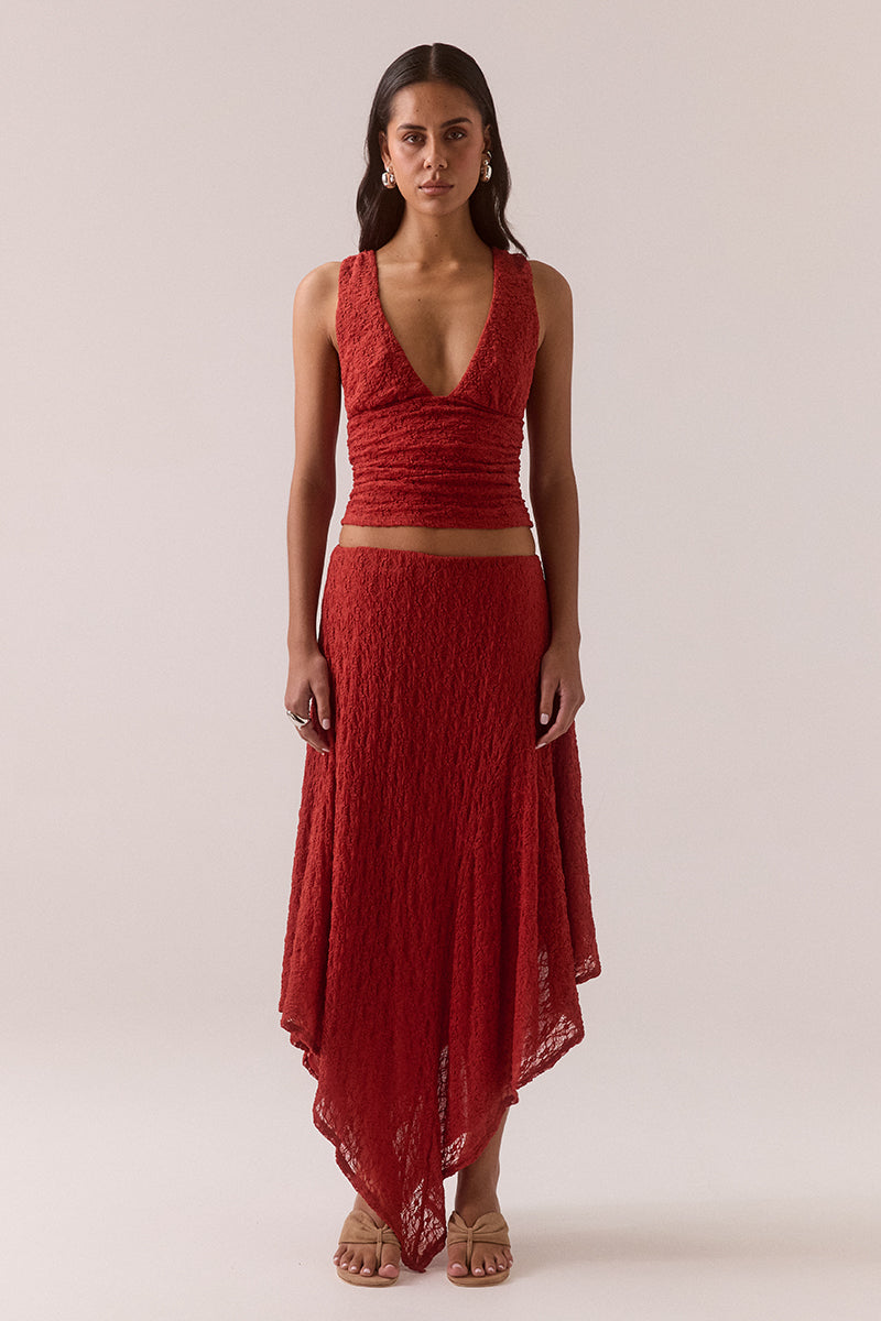 AAILA LACE SKIRT - BLOOD ORANGE