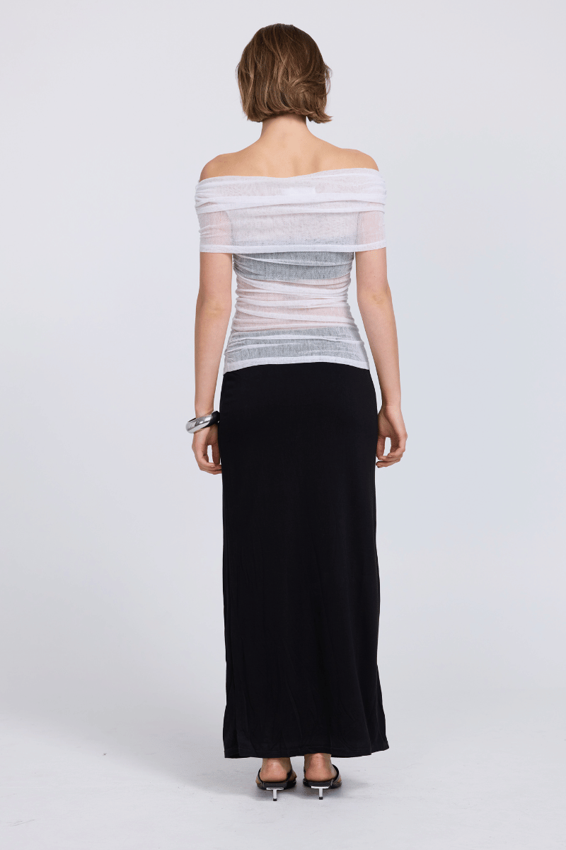 RISE MESH SLEEVELESS DRESS - BLACK/CHALK