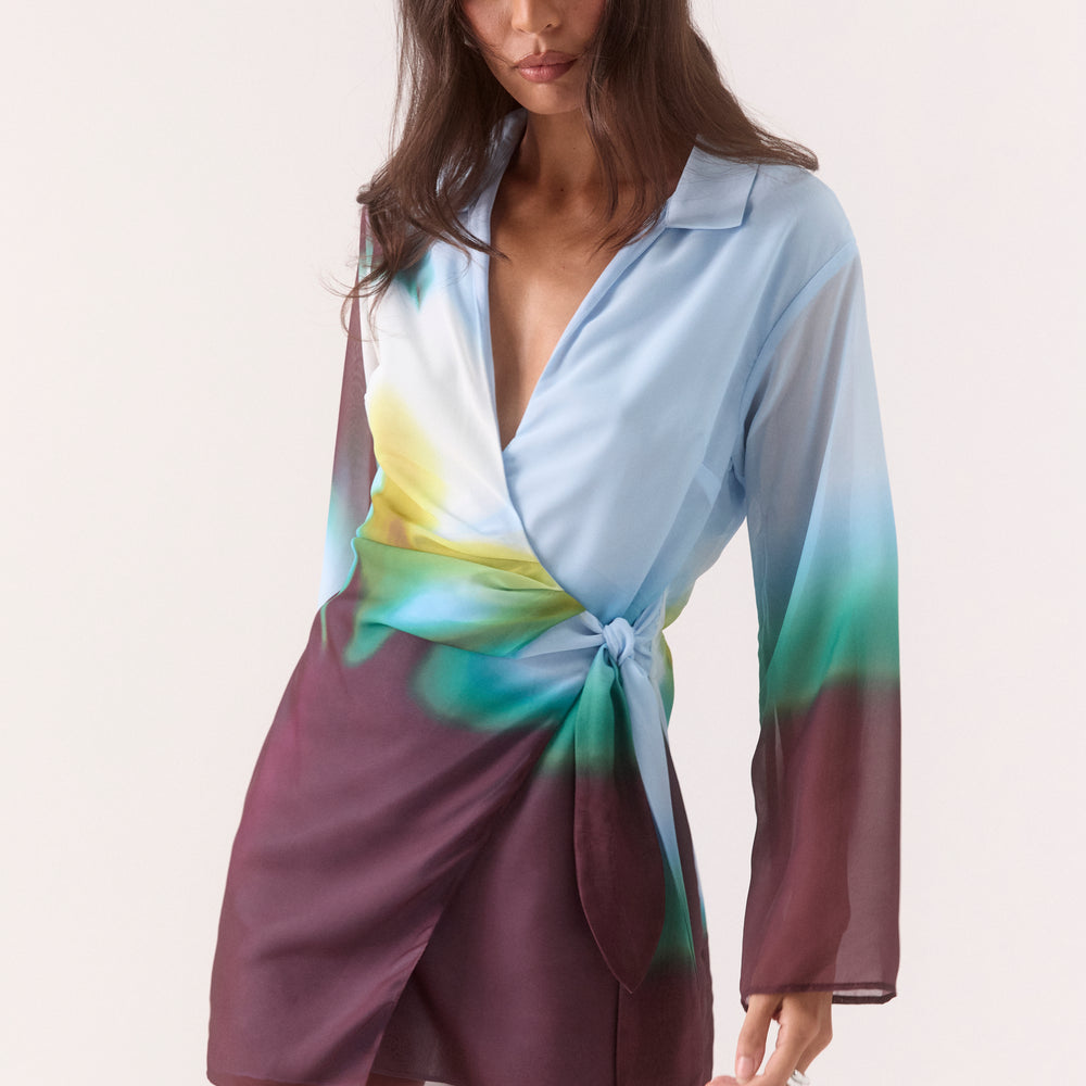 ZINNIA SHIRT DRESS - AZURE