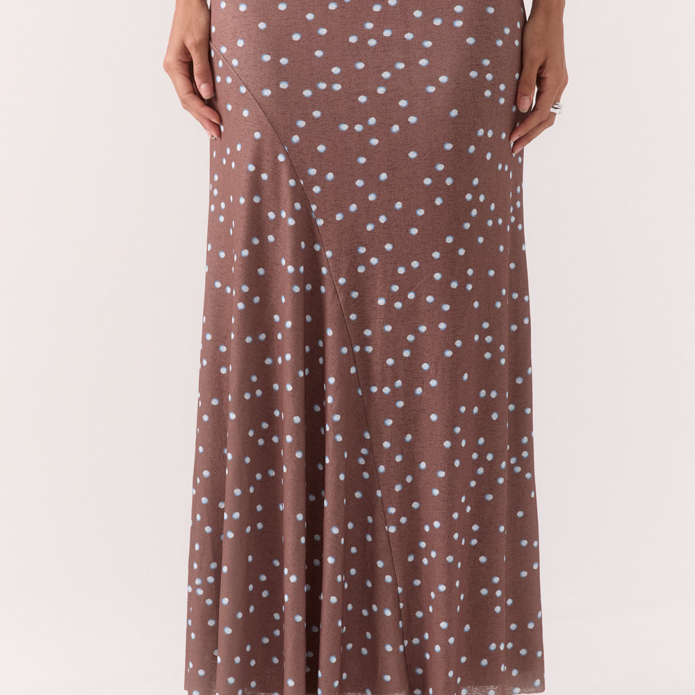DELILAH SKIRT - MOCHA POLKA DOT