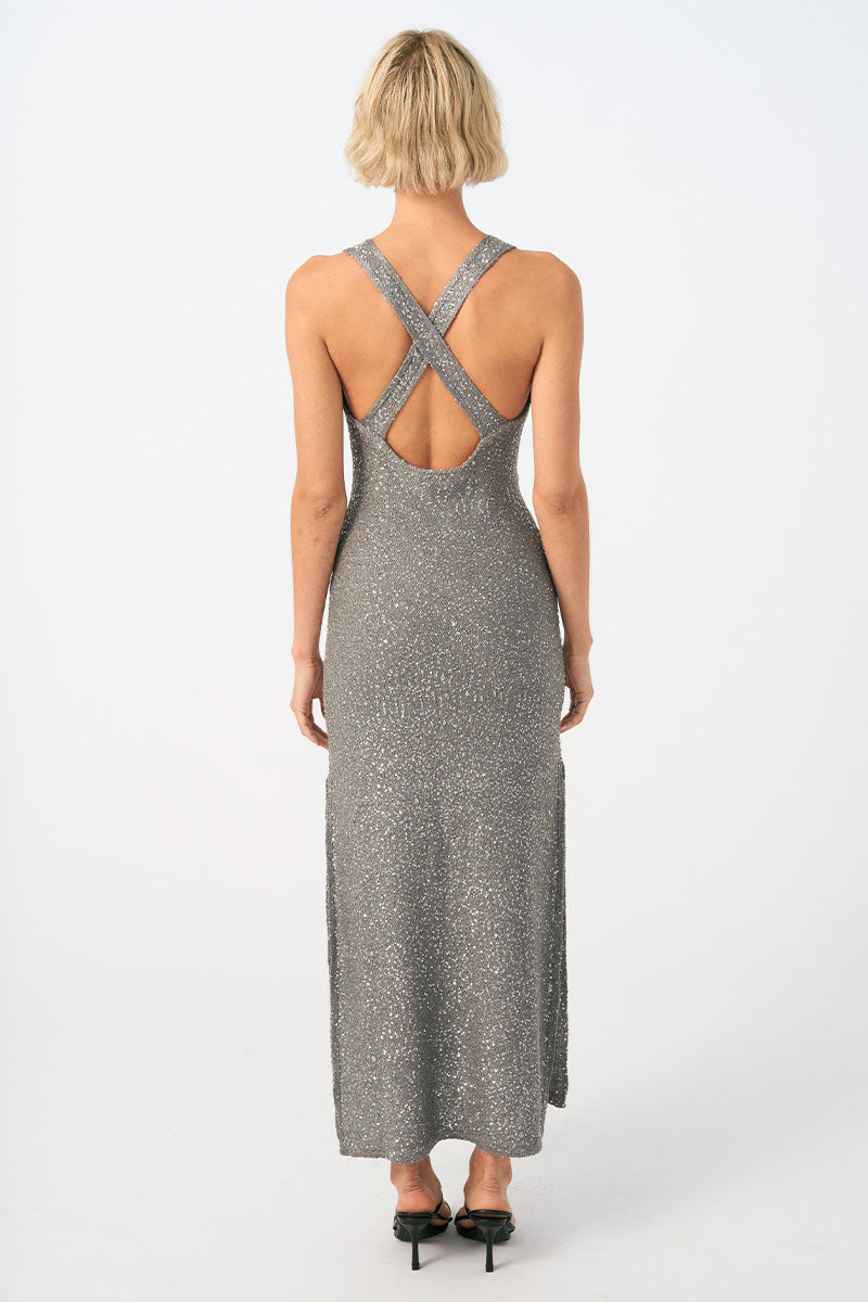
                  
                    Sovere women's Clothing Sydney Gleam Maxi Dress Silver
                  
                