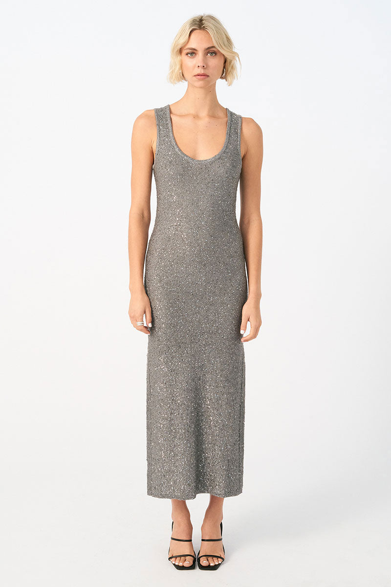 Sovere women's Clothing Sydney Gleam Midi Dress Silver