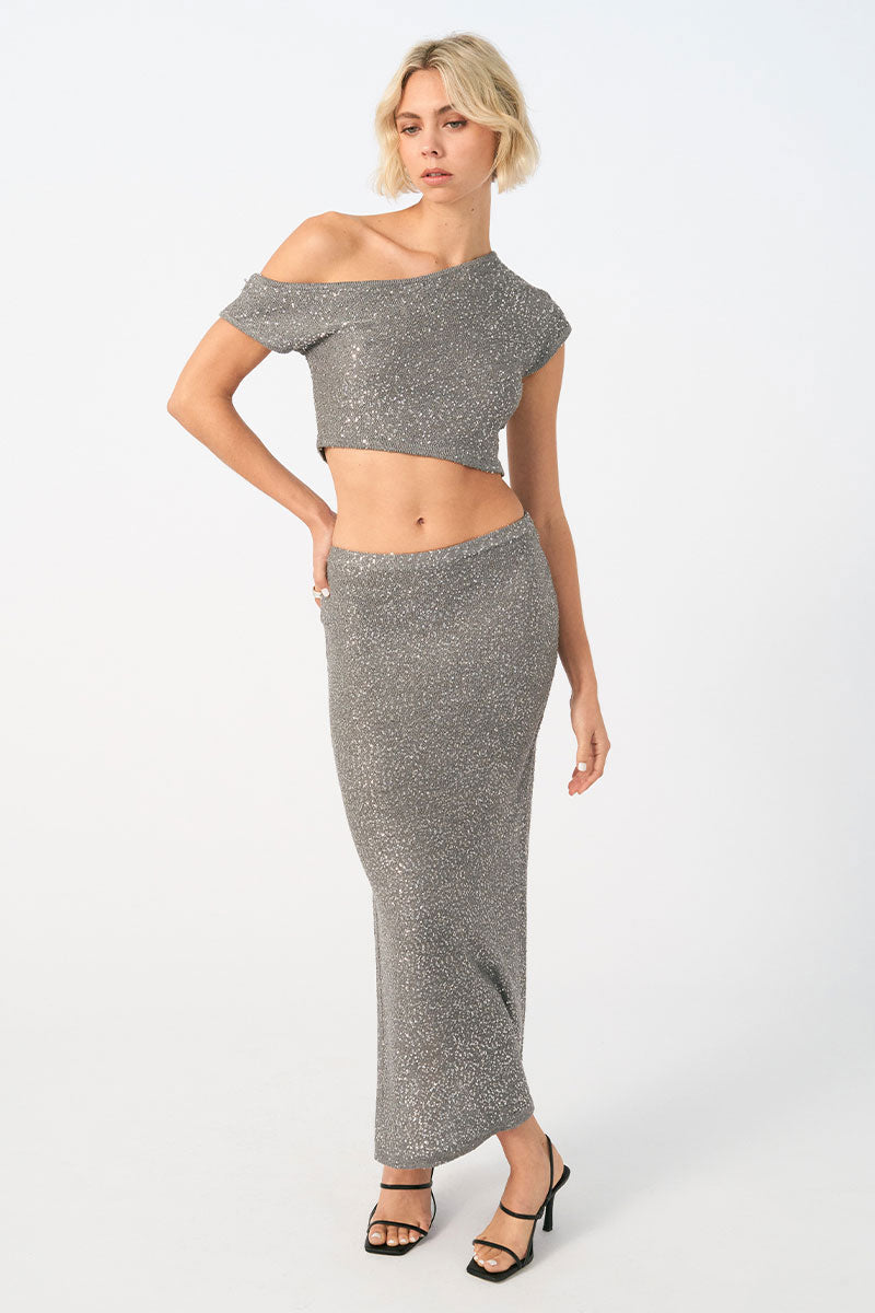 Sovere women's Clothing Sydney Gleam Skirt Silver