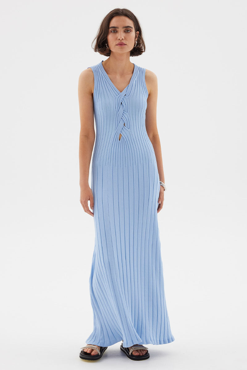 Sovere women's Clothing Sydney Laced Knit Midi Dress Blue