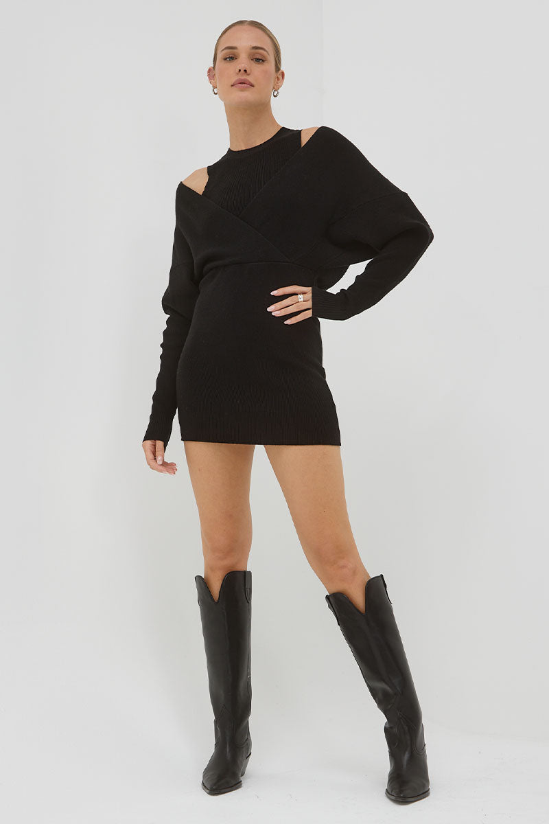 Sovere women's Clothing Sydney Legacy Combo Knit Dress Black