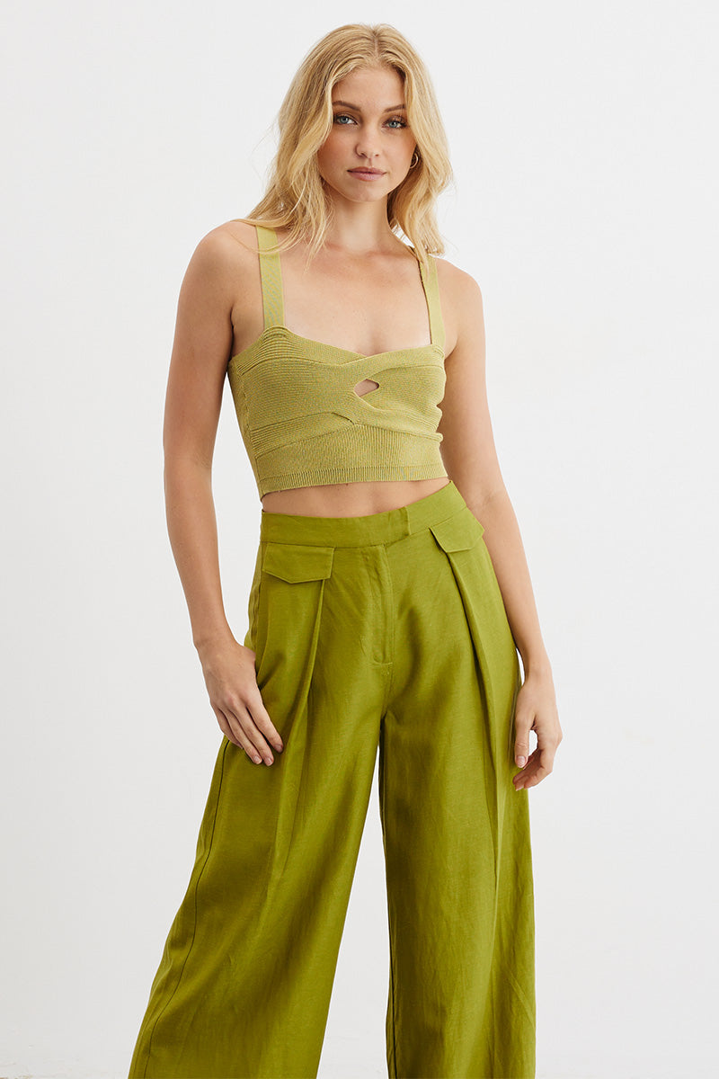 PATIENCE KNIT TOP - OLIVE GREEN