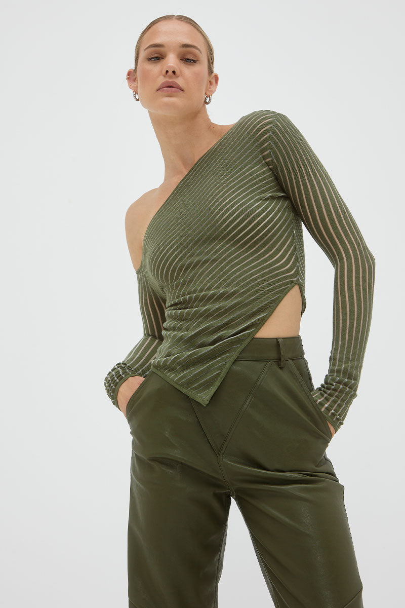 Sovere Studio women's Clothing Sydney tilt knit top olive green