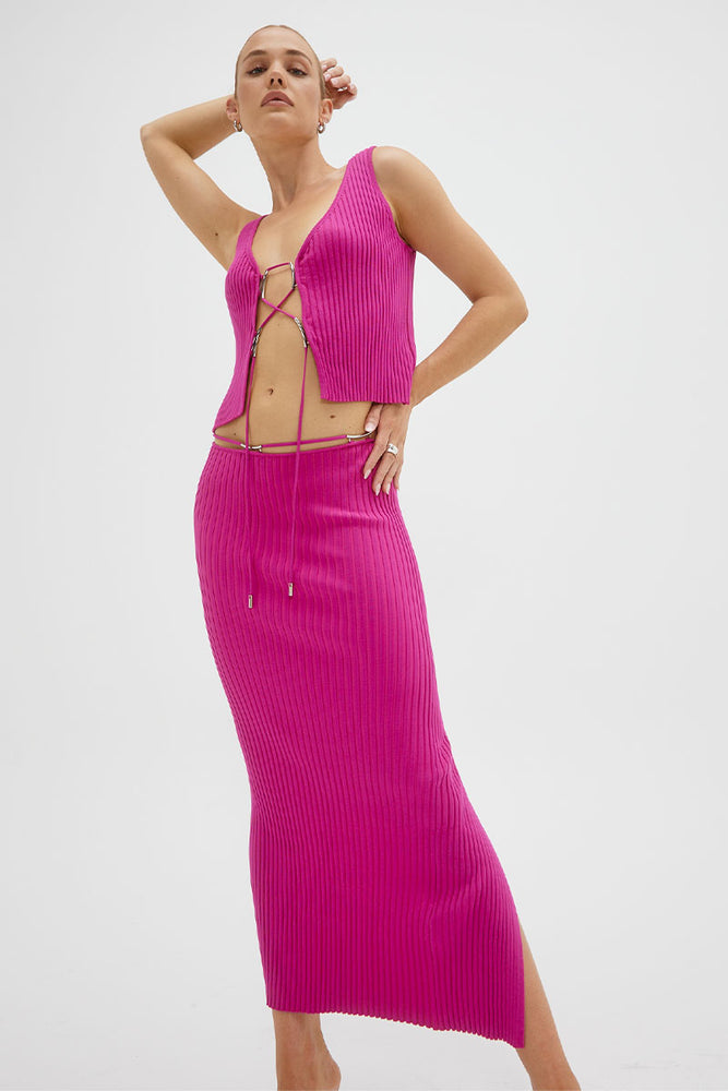Sovere women's Clothing Sydney Trace knit midi skirt pink