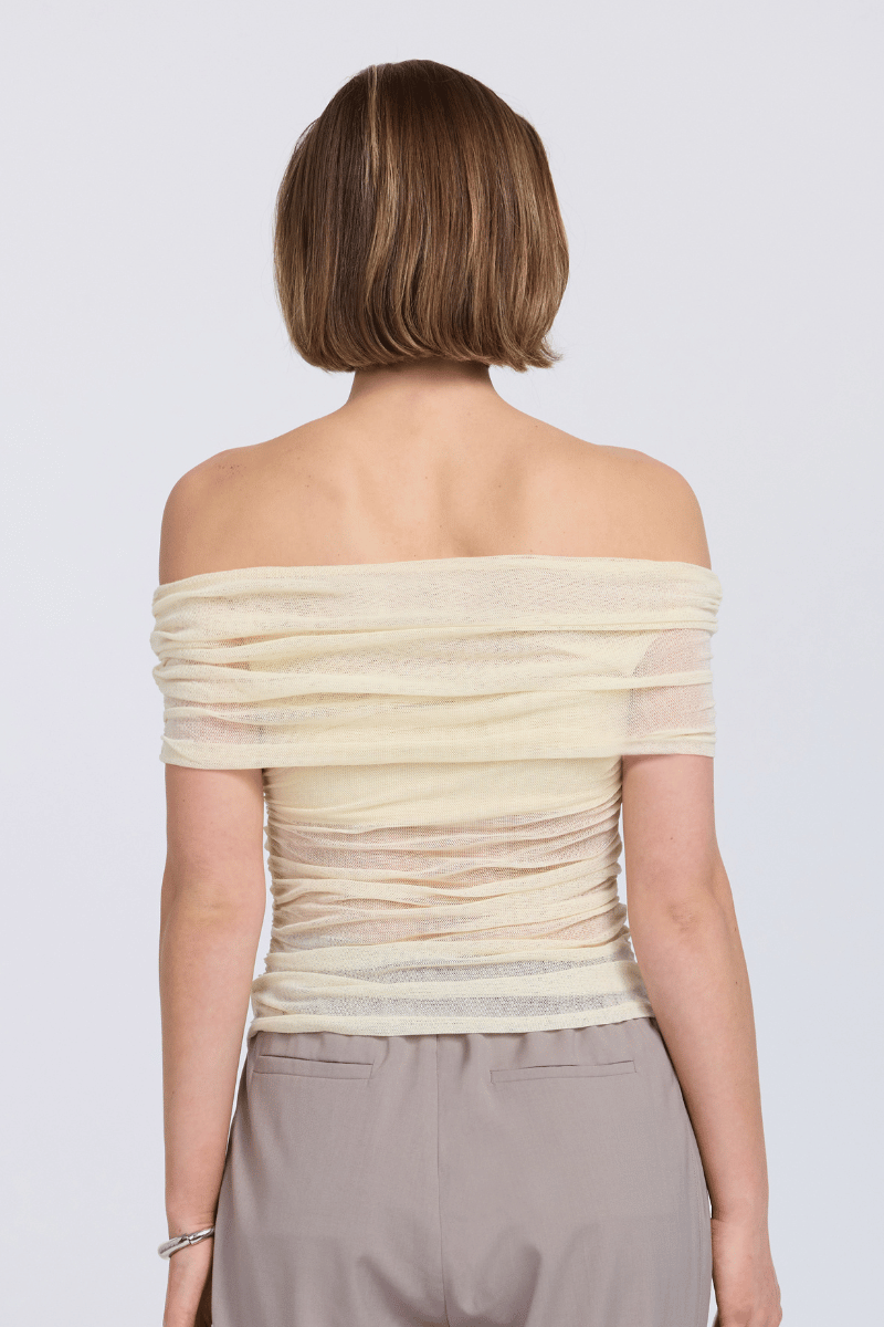 RISE MESH SLEEVELESS TOP - BUTTERMILK