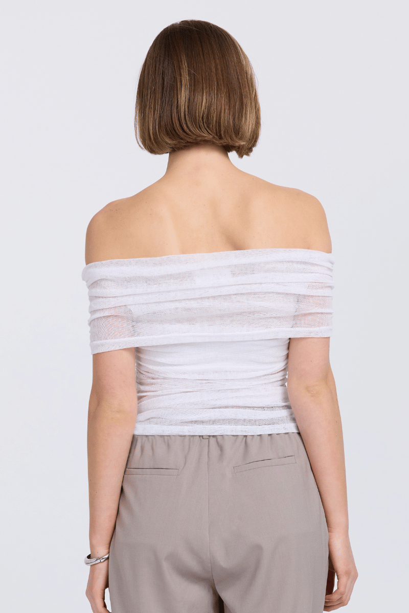 RISE MESH SLEEVELESS TOP - CHALK