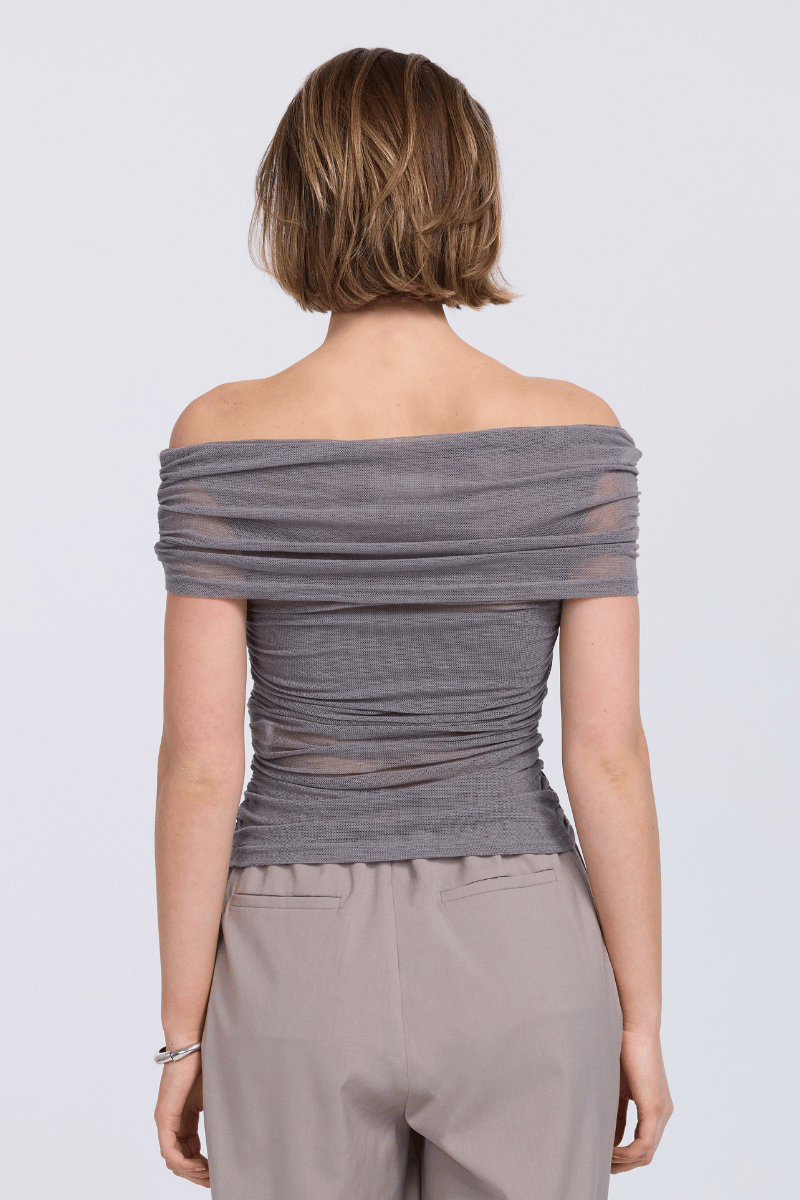 RISE MESH SLEEVELESS TOP - SHADOW