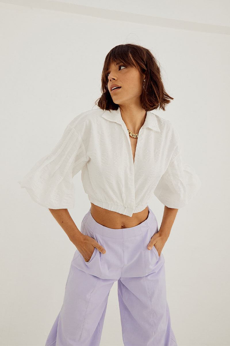 Sovere Studio women's Clothing Sydney Effect Crop Blouse White