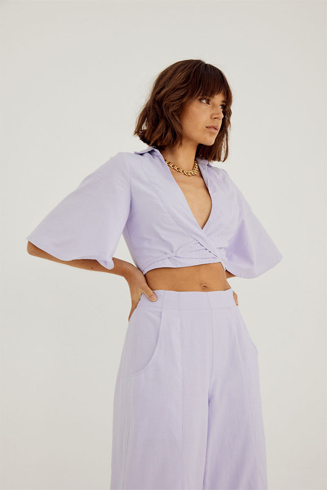 
                  
                    Sovere Studio women's Clothing Sydney Outline Wrap Shirt purple.
                  
                