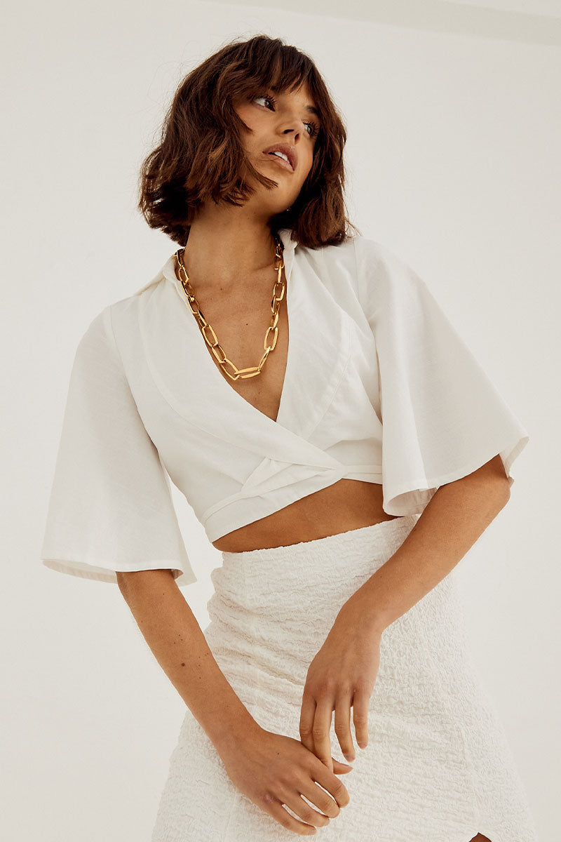 OUTLINE WRAP SHIRT - WHITE