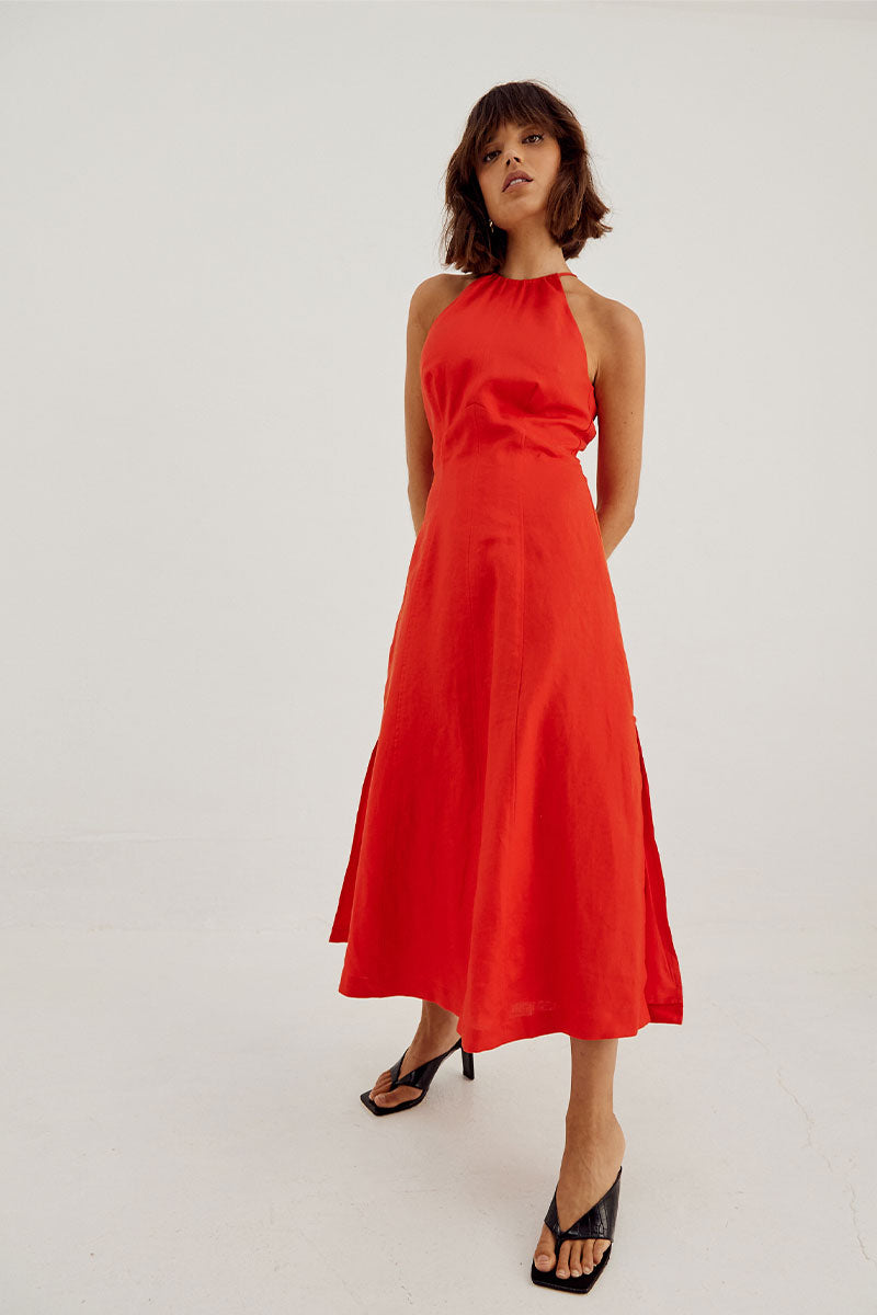 Sovere Studio women's Clothing Sydney Relish Halter Midi Dress Red
