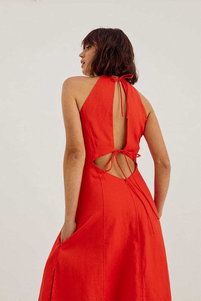     RELISH-HALTER-MIDI-DRESS5  800 × 1200px  Sovere Studio women's Clothing Sydney Relish Halter Midi Dress Red