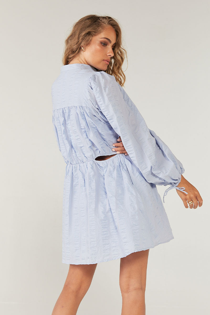 
                  
                    VIVE CUT OUT SMOCK DRESS - POWDER BLUE
                  
                