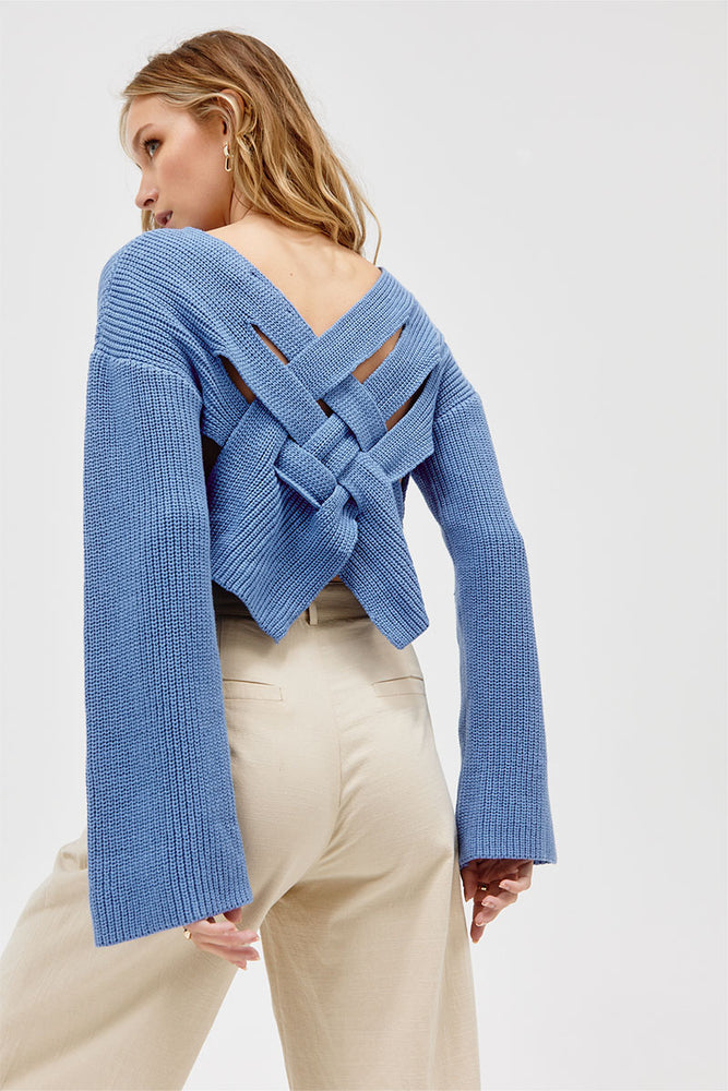 Sovere Studio women's Clothing Sydney Interlock Crop Knit Blue