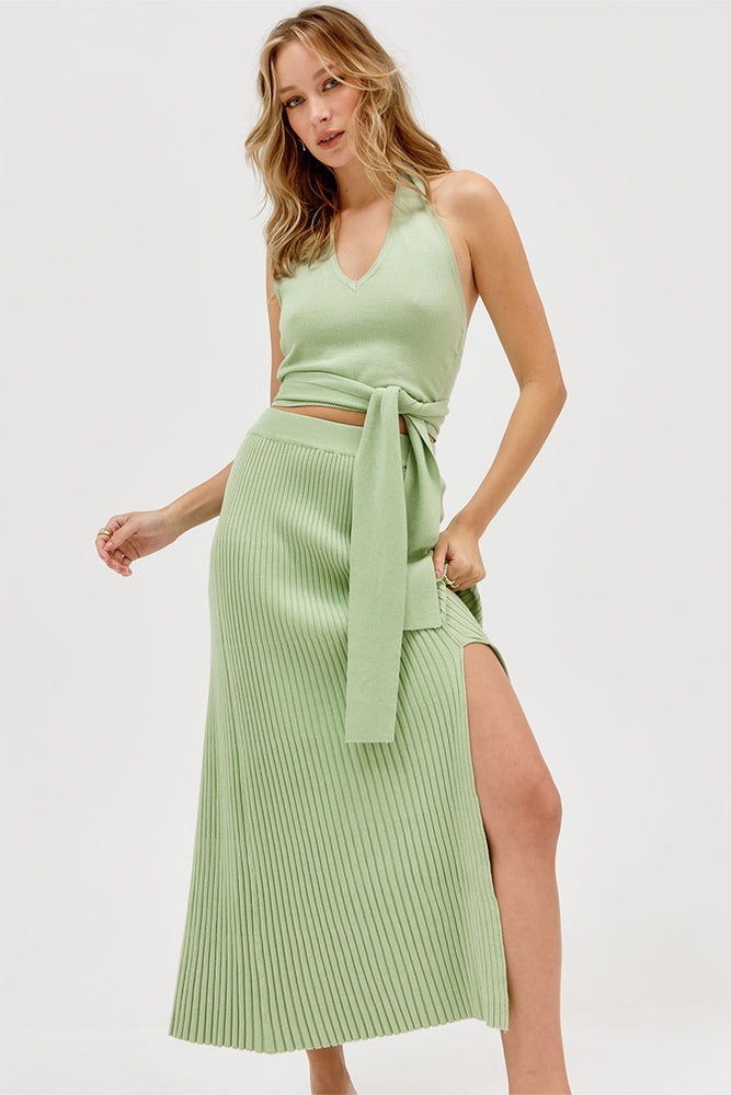 Sovere Studio women's Clothing Sydney green knit skirt