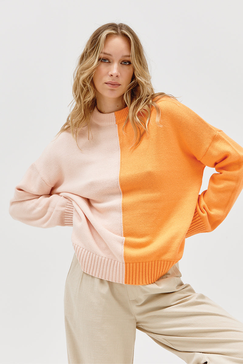 Sovere Studio women's Clothing Sydney Bravo Splice Sweater Orange