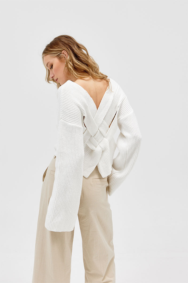 Sovere Studio women's Clothing Sydney Interlock Crop Knit White
