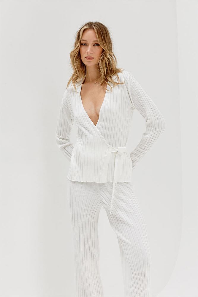 Sovere Studio women's Clothing Sydney Recline Wrap knit top White